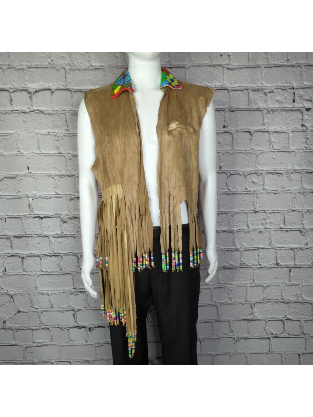 60's Flower Child Handmade Vest and Bell Bottom Jean Costume, Women's XL